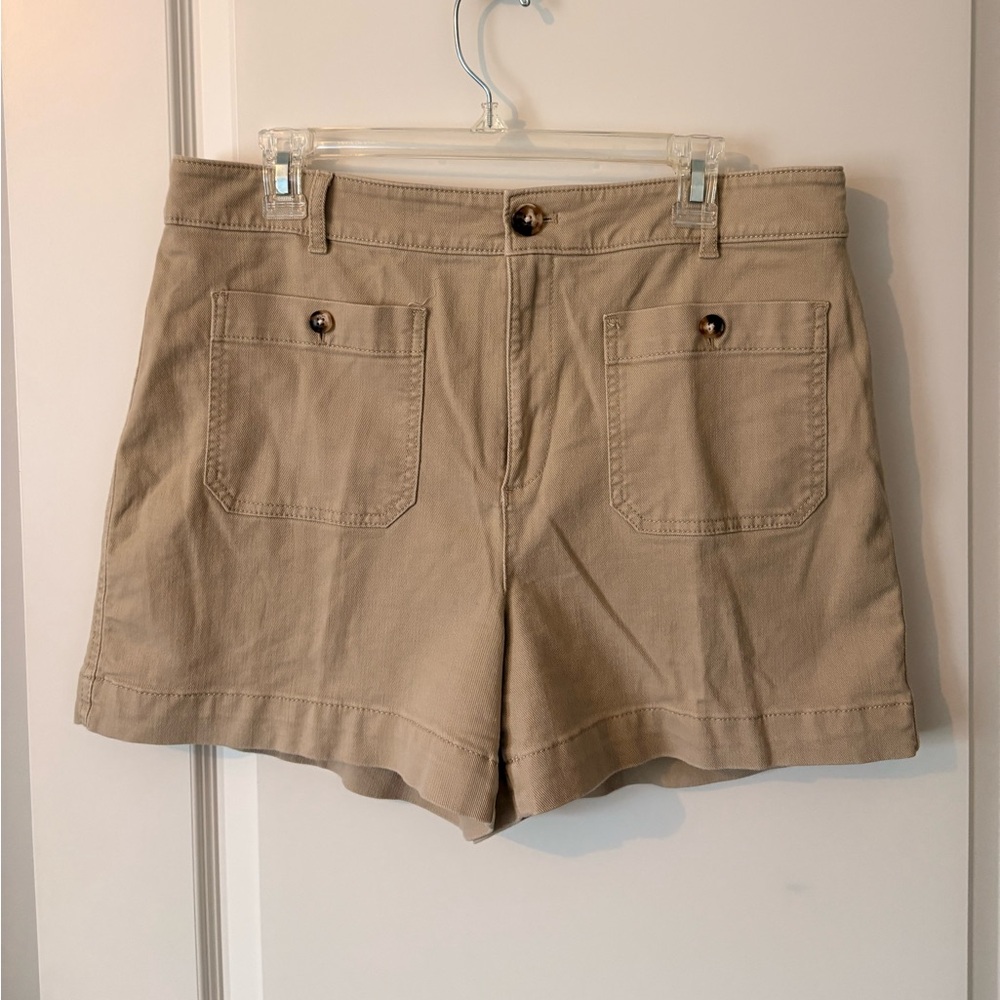 LOFT Women's Casual Cotton Twill Shorts - Khaki